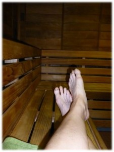 Feet in the sauna