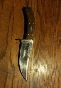 Knife found stabbed into the Kern's bedroom dresser