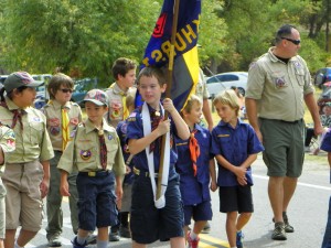 Boy Scouts march in Mountain Heritage Days Parade