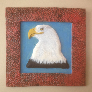 David Caris eagle in clay