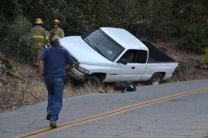 Dodge pickup crashed on Road 222
