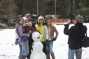 Photos in the snow at Sugar Pine Christian Camp