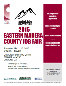 EMC Eastern Madera County Job Fair March 2016