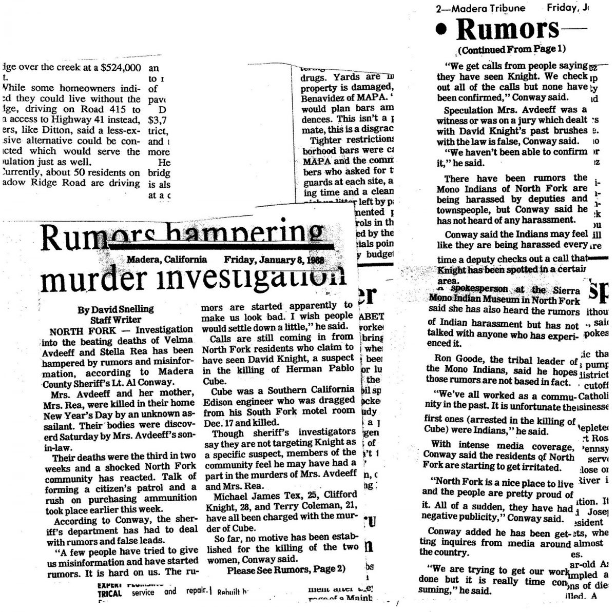 Rumors hamper investigation - Madera Tribune article