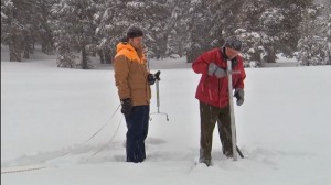 2016 Snowpack Survey measured by Frank Gehrke - screenshot DWR video