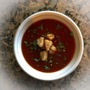 Tomato soup with tortillas and cheese - photo by Lisa Clark