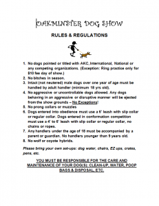 Oakminster Dog Show Rules and Regulations
