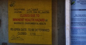 Sign on La Cabana from Environmental Health Dept - photo by Gina Clugston