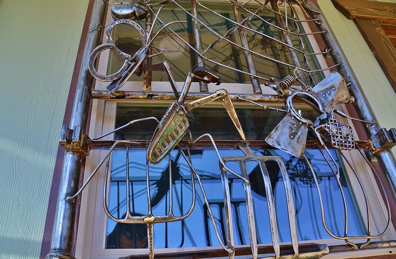 Window junk art at Gnarly Carrot - photo by Gina Clugston