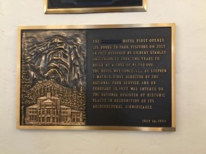 Yosemite name changes - Majestic Yosemite Hotel plaque with tape over name - Mar. 1 2016