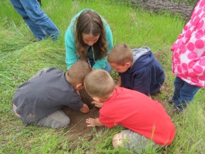 North Fork School kids planting trees on Earth Day - photo by Mike Nolen