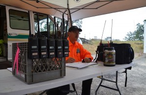 Lynn Fullmer mans radios at Command Post - photo by Gina Clugston