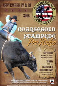 Coarsegold Stampede Pro Rodeo Sept 17-18 2016
