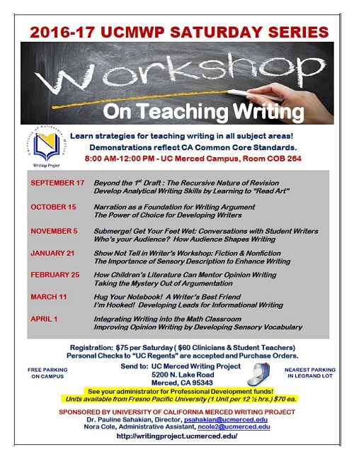 UC Merced Writing Project Workshop Series For Educators