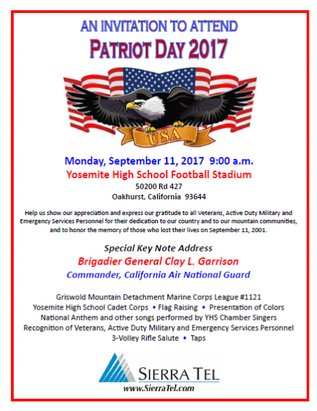 Patriot Day 2017 At Yosemite High School