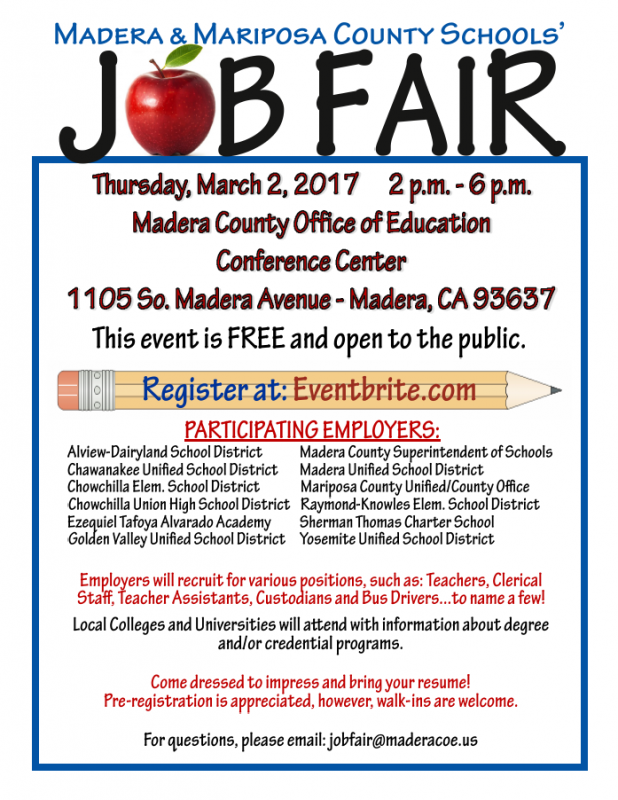 Madera And Mariposa County Schools' Job Fair