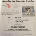 Family Caregivers Free Workshop - Controlling Your Frustration