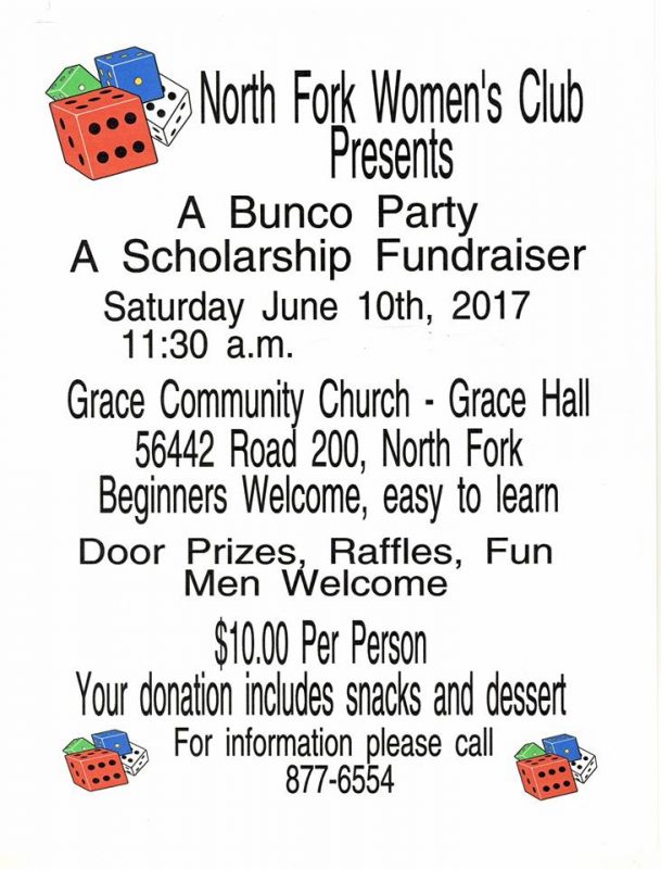 North Fork Women's Club Bunco Party Fundraiser
