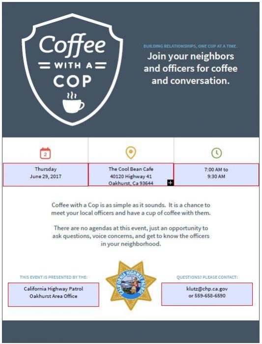 Coffee With A Cop At Cool Bean Cafe