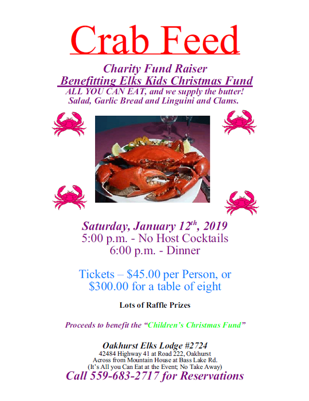 Elks Lodge Annual Crab Feed