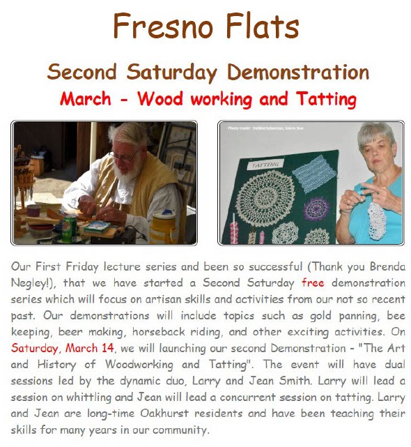 Woodworking and Tatting Class at Fresno Flats