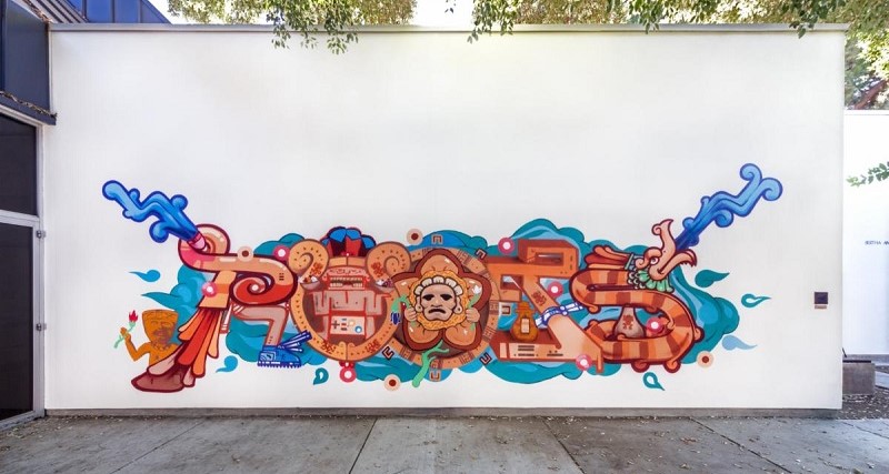 Image of "The Roots" mural at the Fresno Art Museum