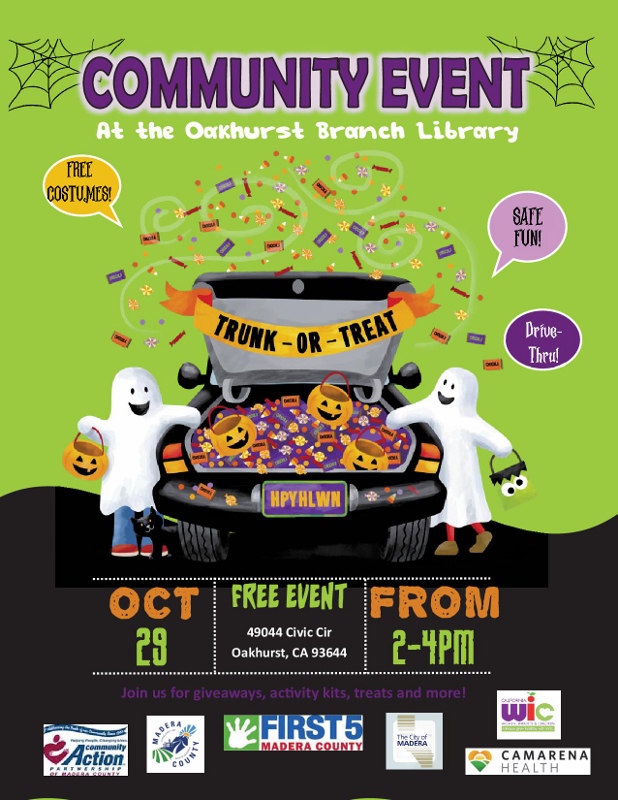 Oct 29 Halloween Drive Thru Trunk N Treat Event - First 5 Madera Co