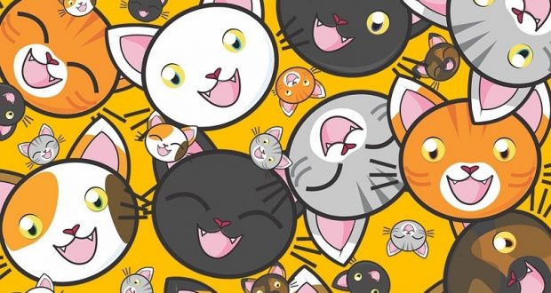 Image of a bunch of cartoon cat faces.