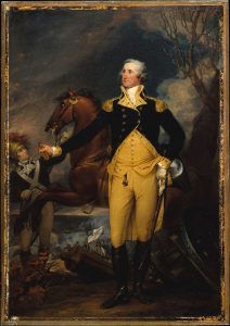 Image of George Washington, as painted by John Trumbull. 