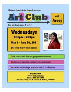 Image of a flyer for art classes. 
