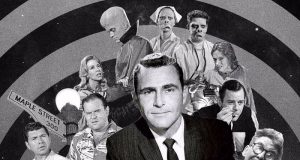 Image of Rod Serling and characters from The Twilight Zone.