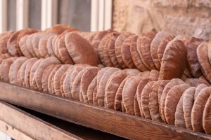 Image of a rack of pita bread.