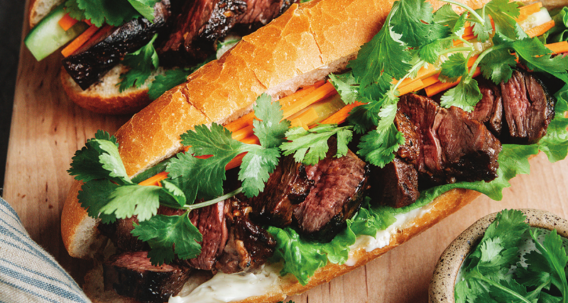 Image of a banh mi steak sandwich.