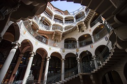 Image of Mission Inn Interior Spiral Staircase. 