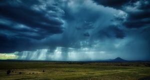 Image of a rainstorm in the Arizona desert.