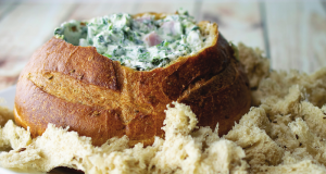 Image of a spinach ham dip.