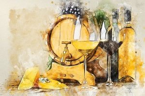 Image of wine and cheese.