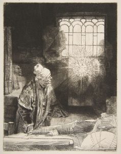 Image of Rembrant's Woodcut Print. 