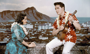 Image of Elvis Presley at the Royal Hawaiian for the movie "Blue Hawaii."
