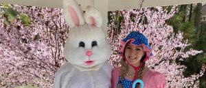 Easter Bunny and girl at The Pines Village