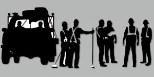 Cartoon image of road workers.