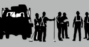 Cartoon image of road workers.