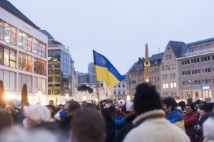 Image of a protest march in Ukraine.