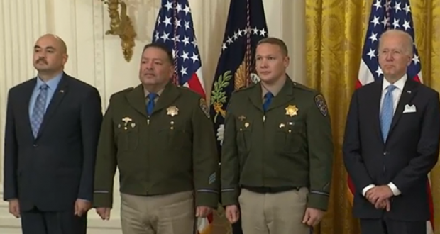 Image of CHP officers with President Joe Biden.