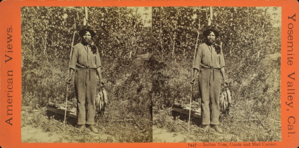 Image of an antique picture of an Indian guide and mail carrier.