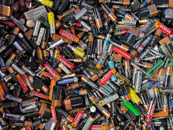 Image of a pile of hundreds of batteries.