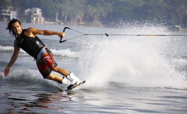 Image of a man water skiing. 