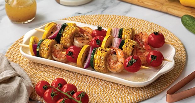 Image of Summer Shrimp and Squash Kebabs.