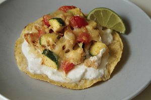 Image of Roasted Chicken and Zucchini Tostadas.