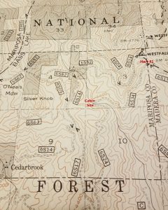 Image of the Silver Knob Cabin map.